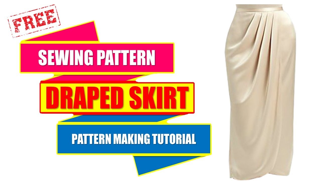SEWING PATTERN DRAPED SKIRT SIMPLE ~ PATTERN MAKING TUTORIAL