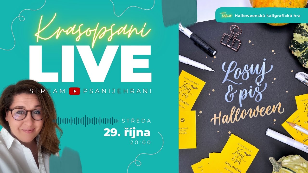 Losuj a piš – Halloweenský speciál 🎃 | Kaligrafická hra na černém papíře!