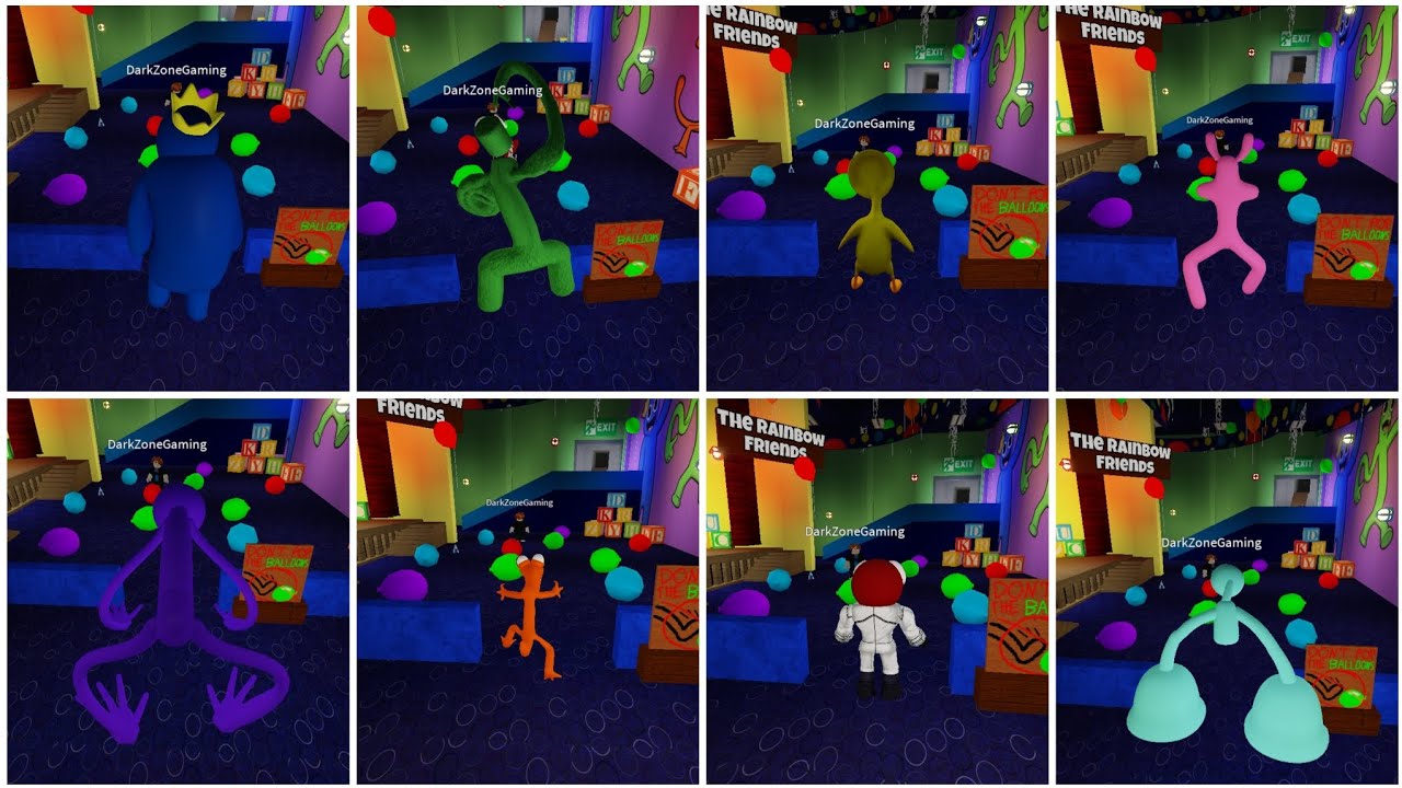 Rainbow Friends Chapter 1: All 8 Monster Jumpscares in Party Room! | Accurate Roleplay (Roblox)