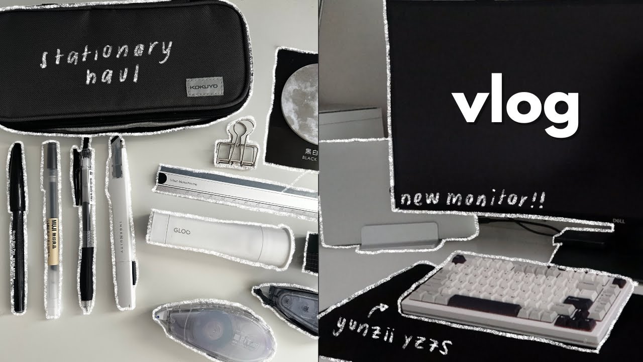 mini vlog 🎧 | yunzii yz75 mechanical keyboard, new monitor, stationary haul (ft. StationaryPal)