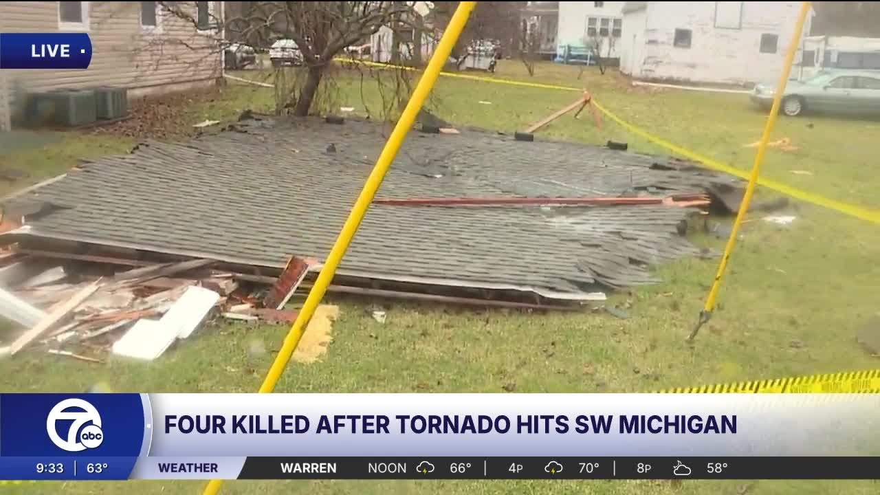 A look at some of the damage in southwest Michigan after deadly storms