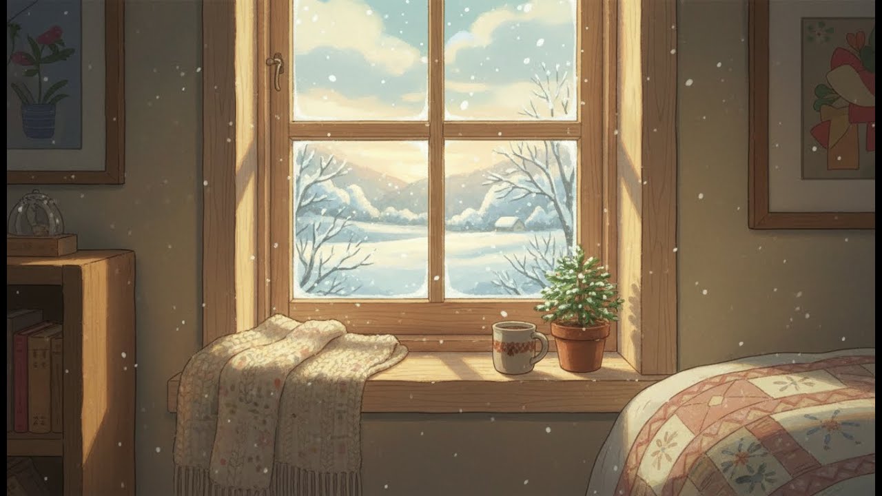 Watching the First Snowfall from Home | Cozy Slow Living ❄️🏡 | Ghibli Style Video