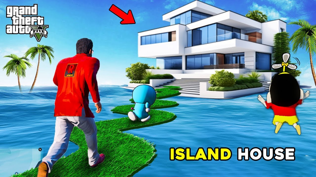 GTA 5 : Franklin & Shinchan Got Island House🏡😱Full Fun #gta5 #rampageboy #bommalu