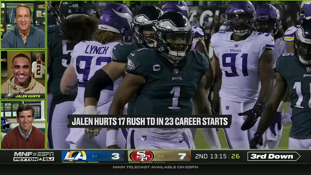 Jalen Hurts joins the Manning Cast on 'MNF' to talk Eagles 4-0 Start | Week 4