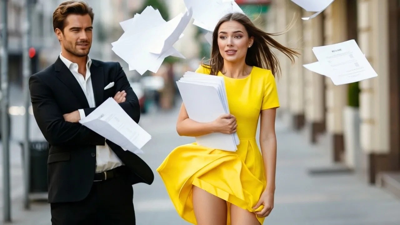 Na entrevista, uma rajada súbita ergueu seu vestido diante do CEO... e o que aconteceu depois?