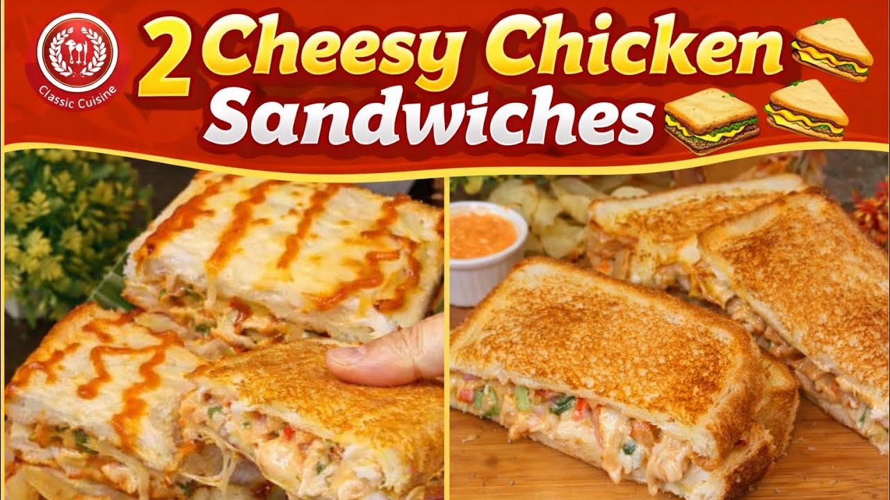 2 Cheesy Chicken Sandwiches 🥪 | Chicken Cheese & Chicken Melt Sandwich|Easy & Cheesy|Classic Cuisine