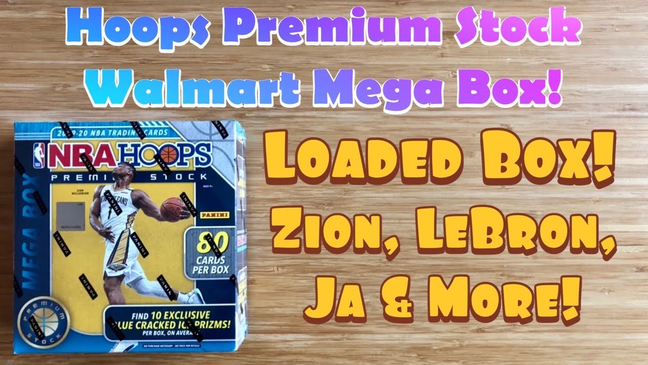 2019-20 Panini Hoops Premium Stock Walmart Mega Box - Blue Cracked Ice LOADED BOX! LeBron, Zion, Ja!