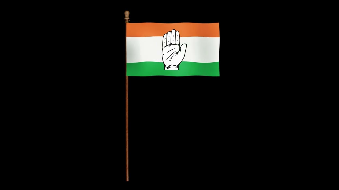 #Panja #congress Logo on #Flag Waving Overlay Green Screen Video Indian Political Party Templates