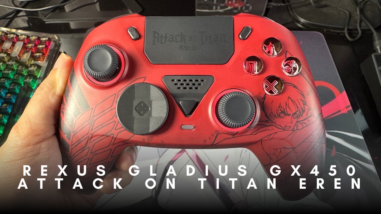 Gamepad Rexus Gladius GX450 Attack On Titan Eren Yeager Wireless Bluetooth Controller