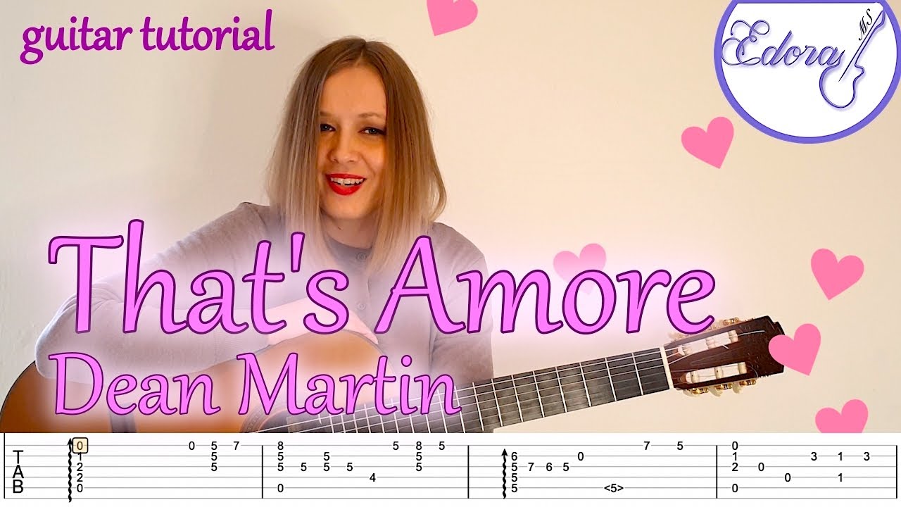 THAT'S AMORE Fingerstyle Guitar Tutorial with on-screen Tabs - Dean Martin