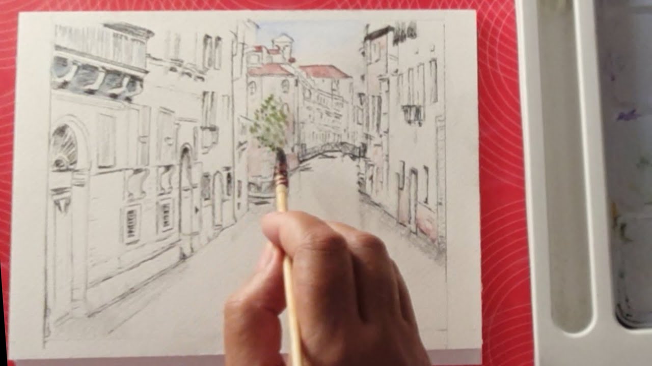 Peindre Venise à l'aquarelle part 1/Painting Venice in watercolor/#watercolorpaintingscenery