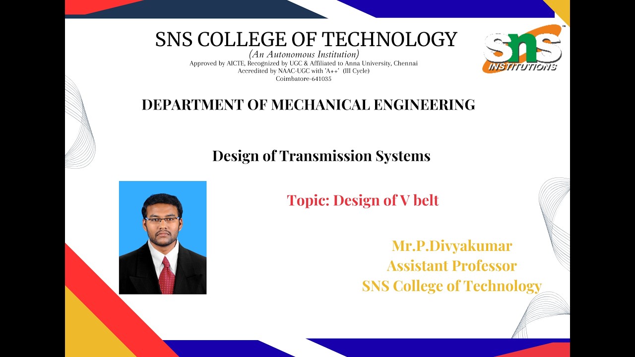 Design of V Belt | DTS | SNS Institutions