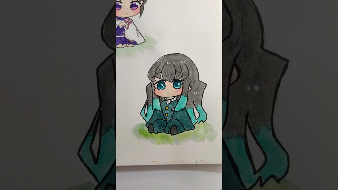 Muichiro tokito chibi drawing #shorts #demonslayer