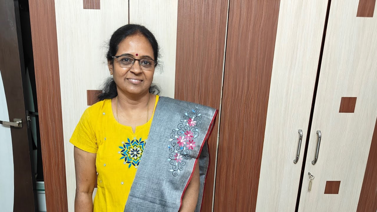 Simple and easy embroidery design on saree | Detailed video 