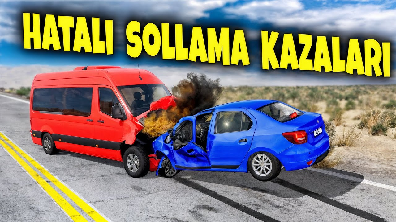 ŞİRKET ARABASI İLE HATALI SOLLAMA KAZALARI // SYMBOL PERT ETTİM / BeamNG.drive