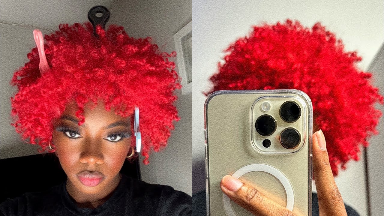 badly bleached my natural hair & dyed it RED using Kiss Crimson. please watch to make me feel better