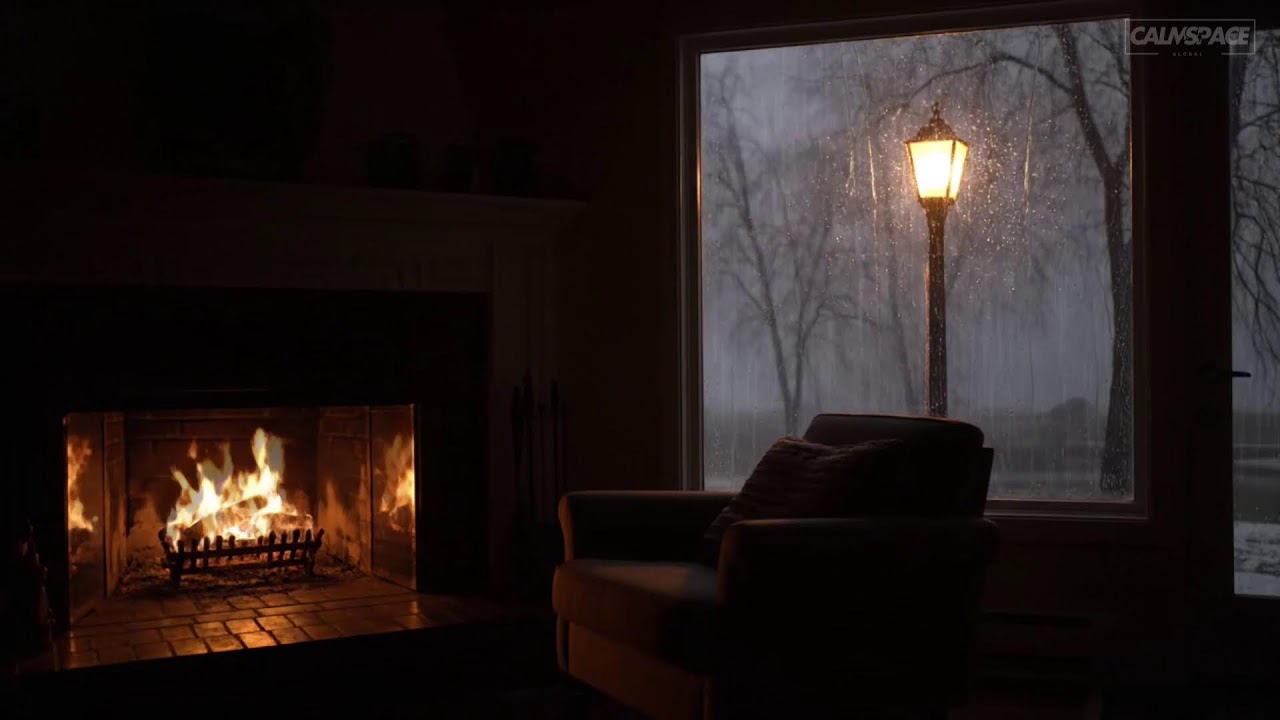 Lonely Cabin Fireplace in the Rain 🔥🌧️ Calm Night for Rest & Reflection