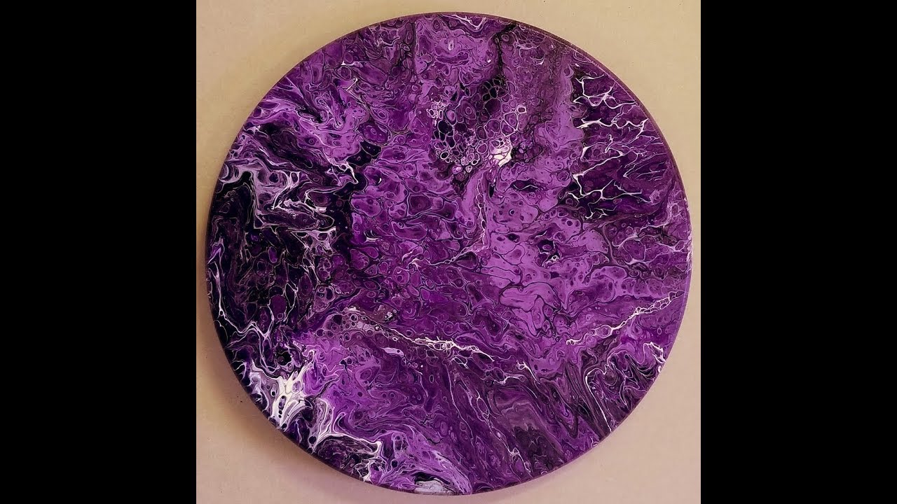 (38) How to do Acrylic Pour on Wood Lazy Susan Deep Purple with Sandra Lett   122917