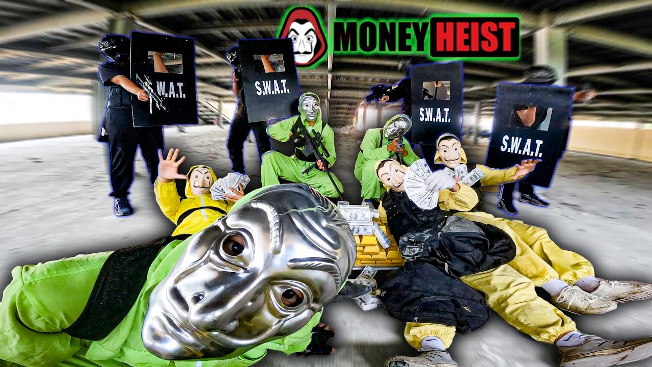 PARKOUR MONEY HEIST vs POLICE ( bella ciao remix ) money heist green and black
