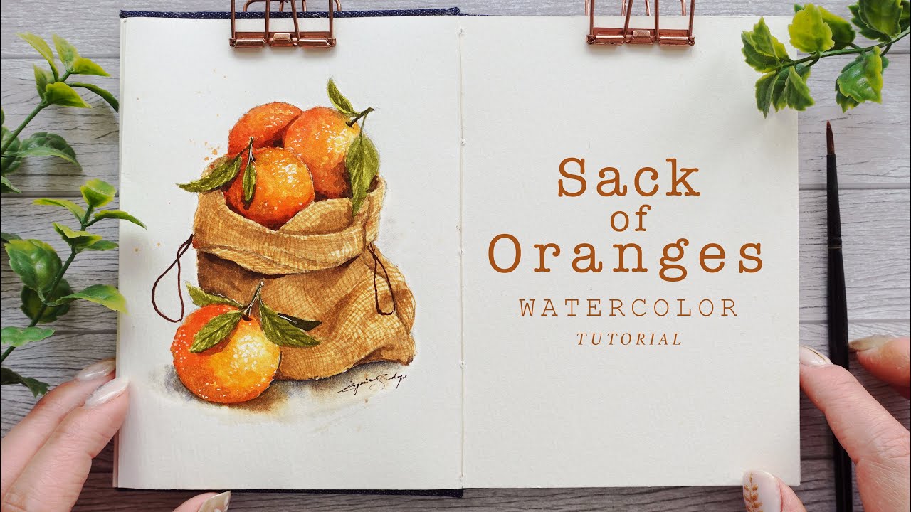Let's paint a sack of oranges in watercolor (tutorial) 🍊