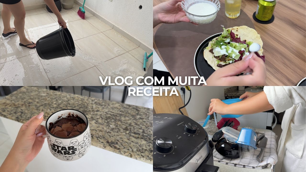 Vlog do meu dia | Bolo de chocolate de caneca + Lanche para o jantar (pão pita, carne e molho azedo)
