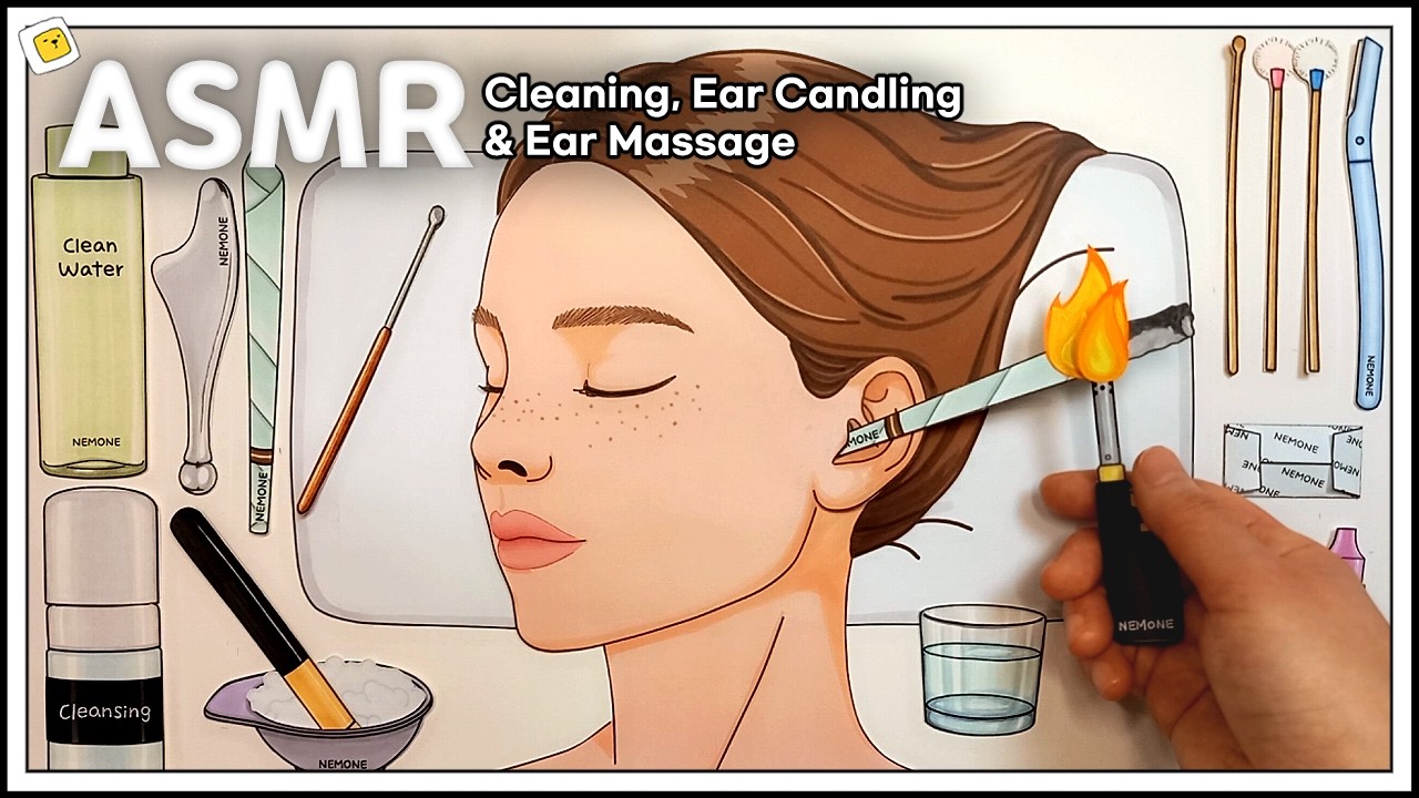 [💸paperdiy💸] ASMR Ear Cleaning, Ear Candling & Ear Massage for Sleep 💤 숙면을 위한 귀청소와 릴렉싱 마사지 🔇No Music