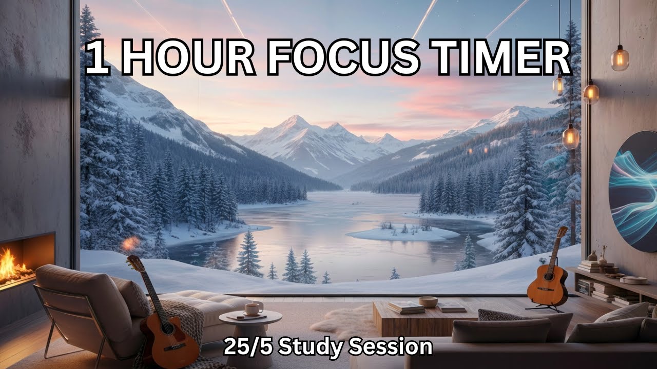 1 HOUR Cozy Winter Guitar Timer ❄️ Music for Study, Work, & Sleep