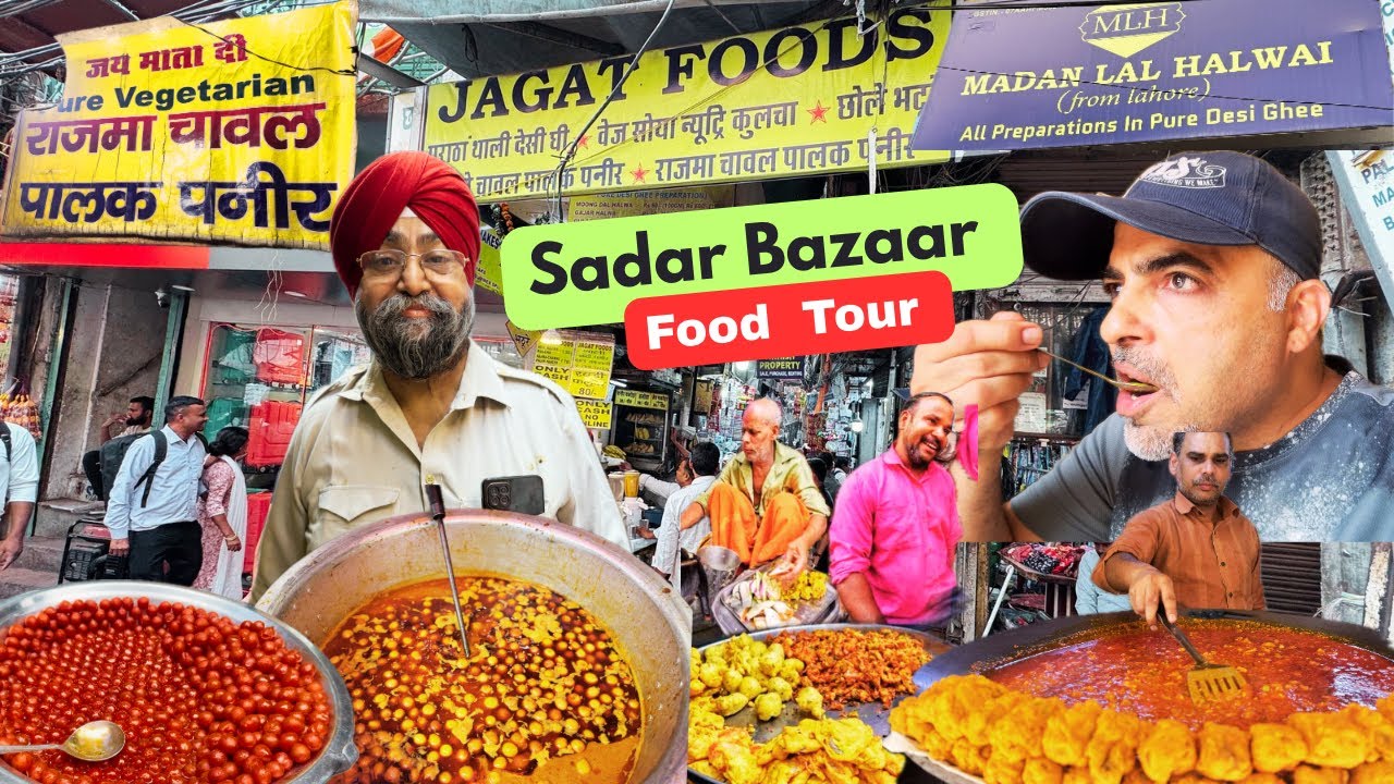 Sadar Bazaar Delhi Ke लाहौरी ज़ायके |Desi Ghee Poori Halwa|Soya Crush| फेंटी मार छाछ |Paalak Chawal|