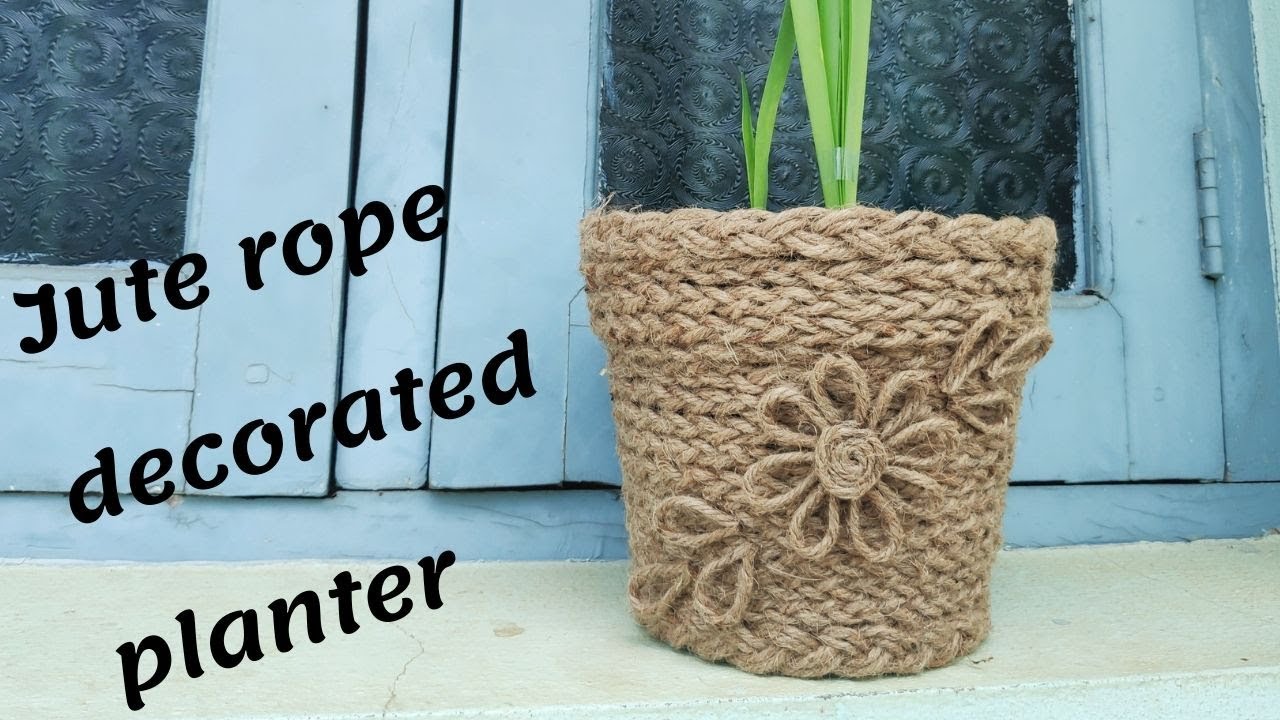 Decorate old flower pot with jute rope | Diy  plastic planter decor