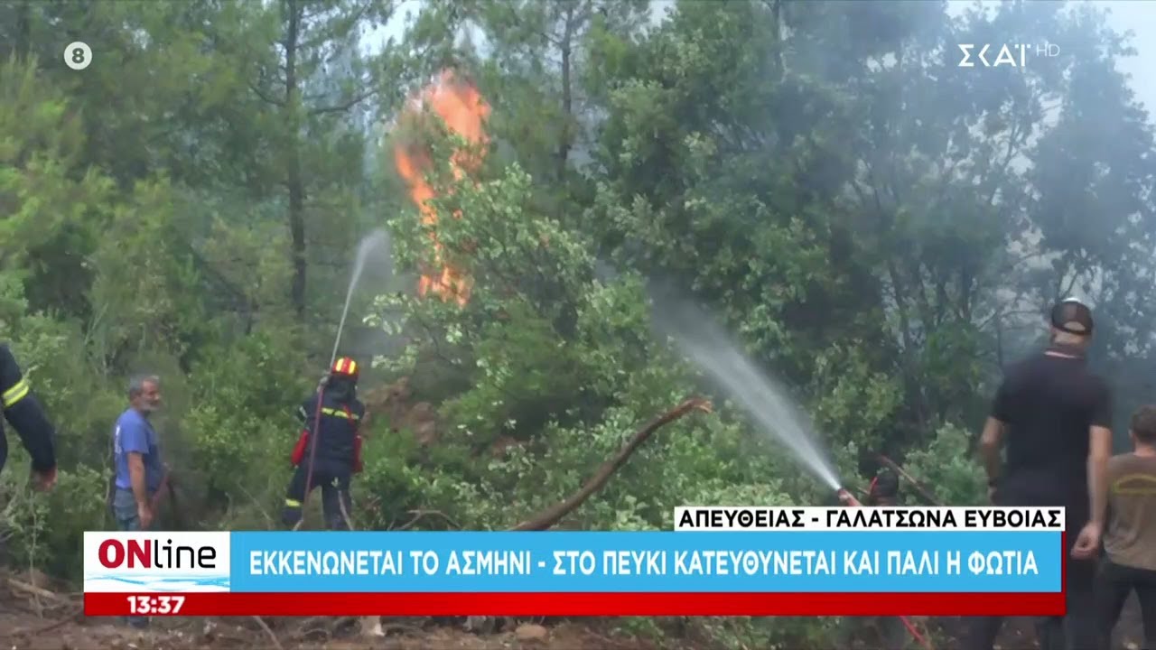 Εύβοια: Ξανά στο Πευκί η φωτιά -Μάχη με τα πύρινα μέτωπα | ONline | 10/08/2021