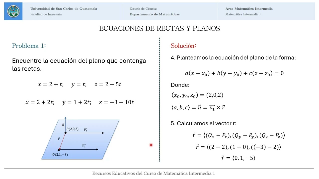 PLANO QUE CONTIENE DOS RECTAS - Video Tema Clave Examen MI1 - 104
