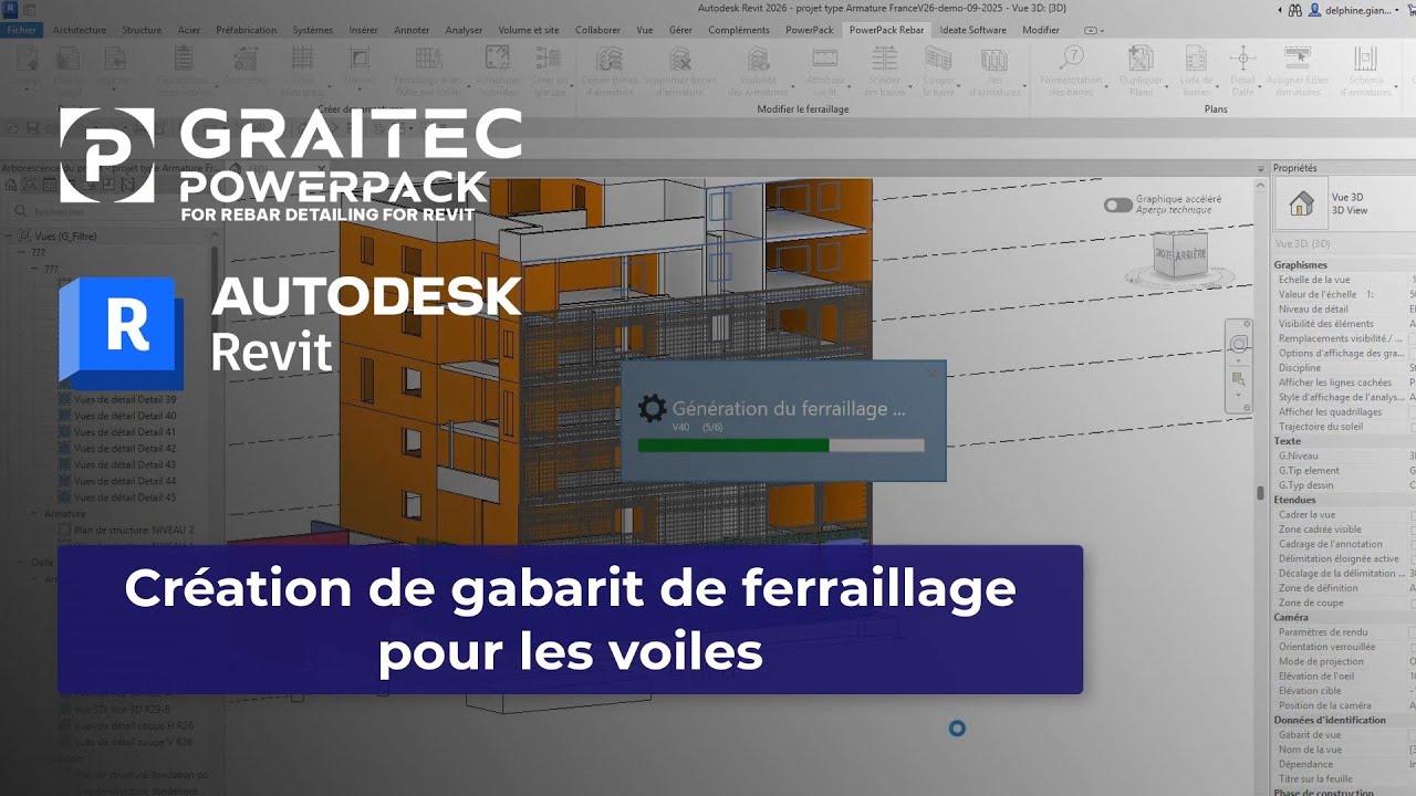 PowerPack pour le Ferraillage dans Revit – Création de gabarit de ferraillage pour les voiles
