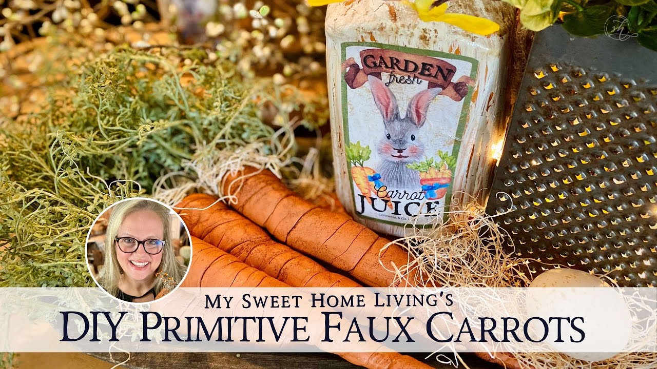 DIY Faux Primitive Carrots with Bonus Easter Label Printable