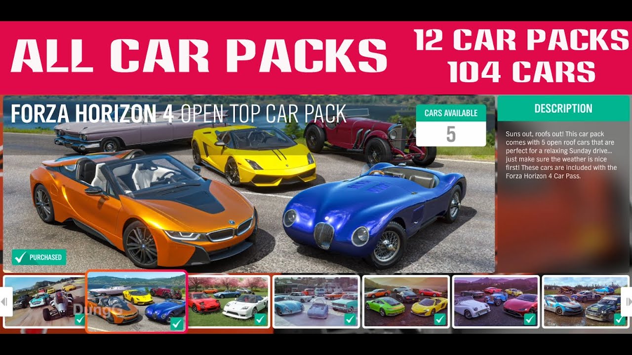 Forza Horizon 4 All Car Packs (DLC) in 2021 - 104 Cars