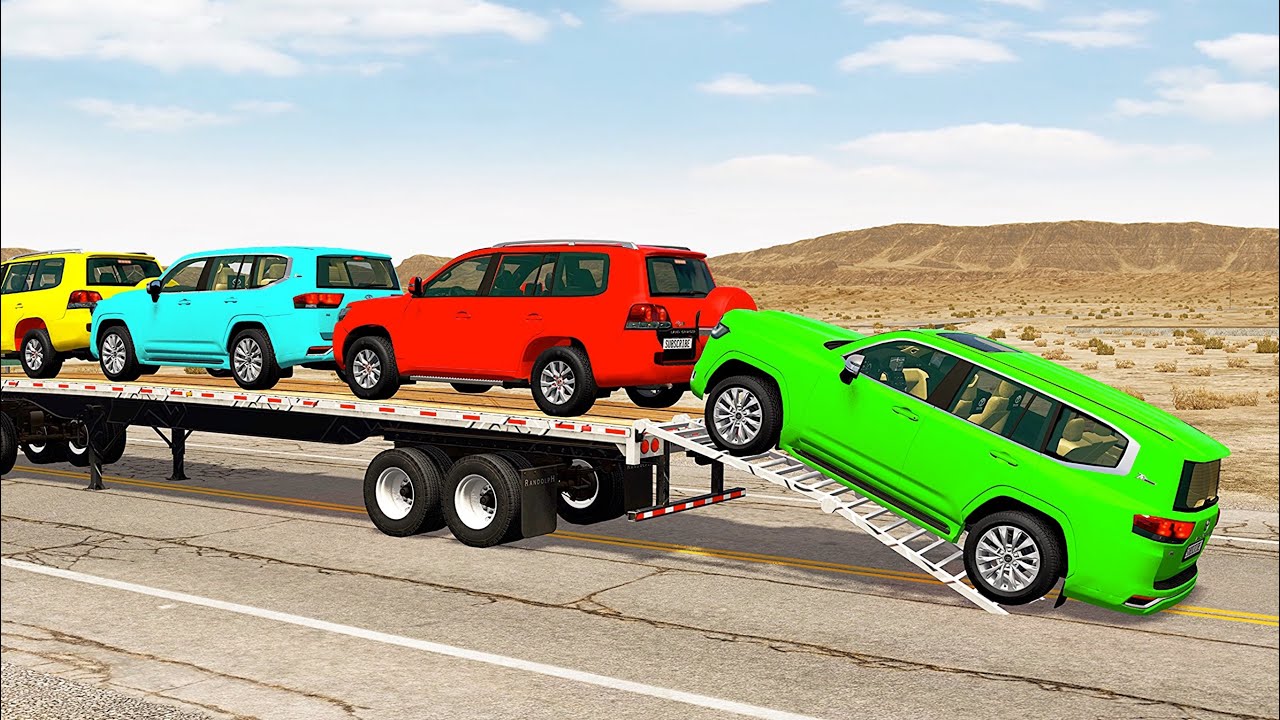 Flatbed Truck Mcqueen  | Transportation with Truck - Pothole vs Car #539 - BeamNG.Drive