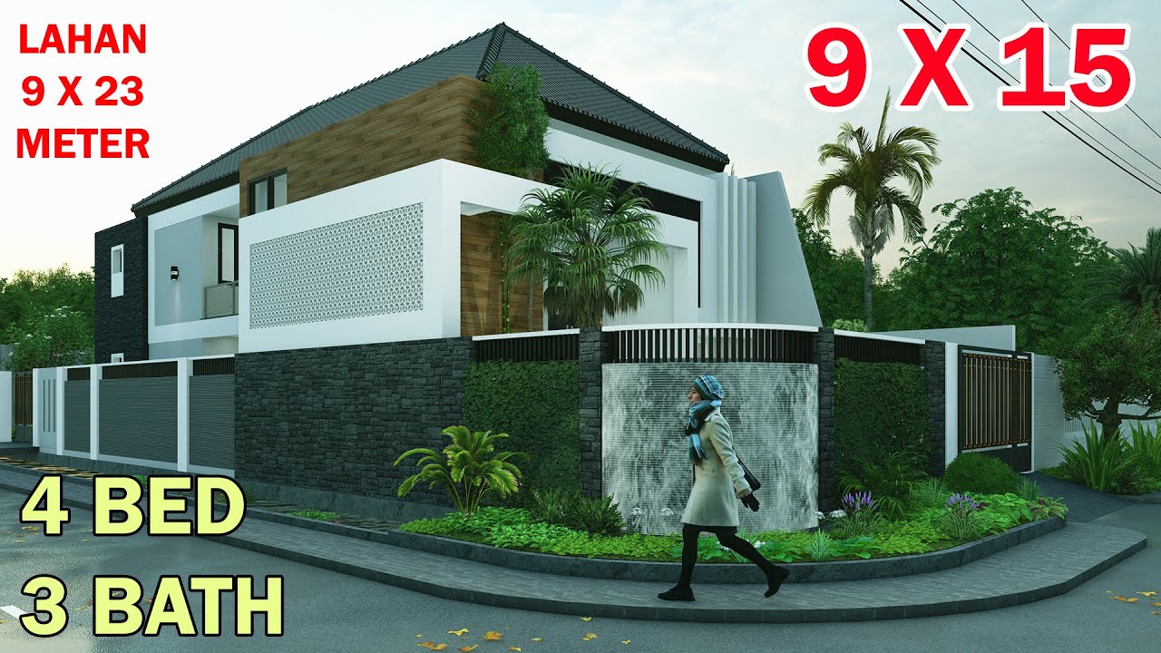 Split Level House 9x15 Meter 4 Kamar 3 Toilet Mushola Rooftop Di Lahan 9x23 Meter