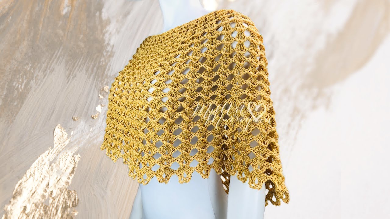 Накидка крючком с пайетками Easy Knit