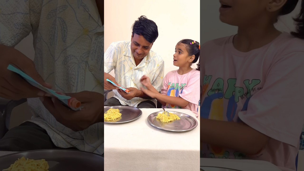Tanya doesn't know how to eat Maggi 😇&hearts;️ #thelambafamily