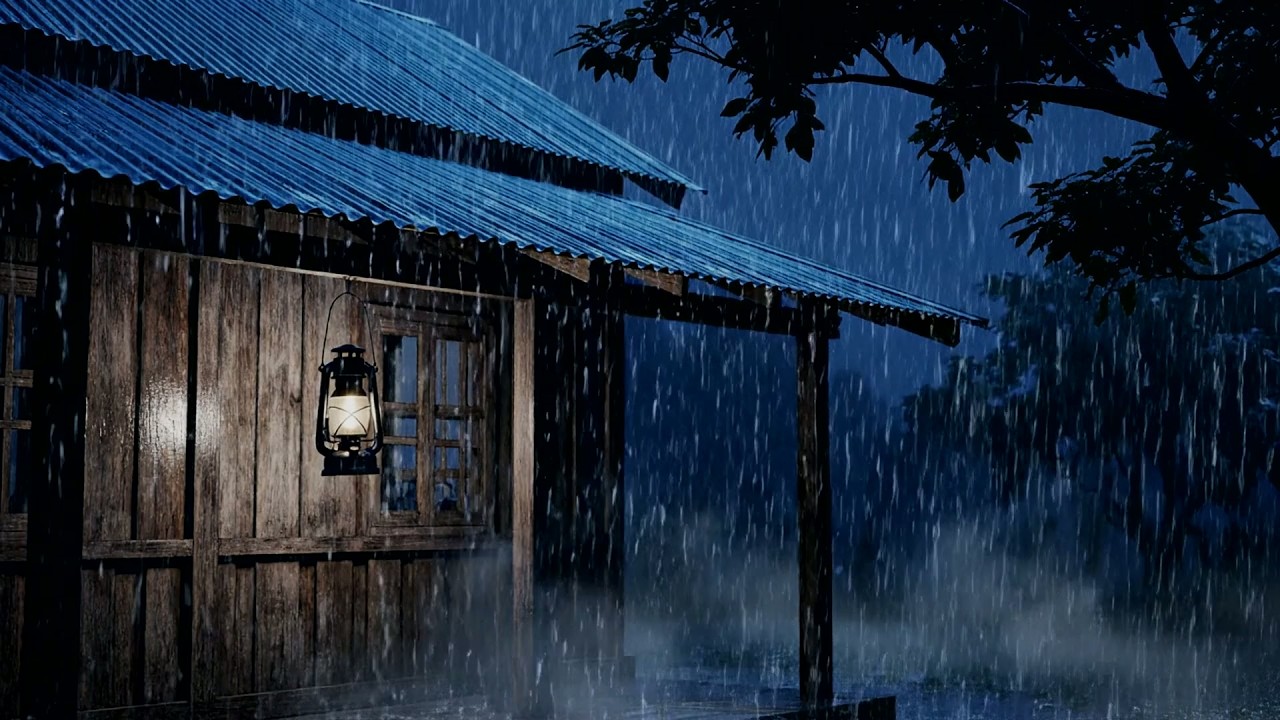 No Ads Rain Sounds for Sleeping - ASMR Relentless Rain on Metal Roof for Insomnia Battle