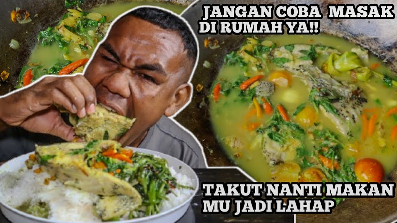 Jangan coba masak di rumah ya!! Mukbang sup ikan merah nasi  hagat + kangkung tumis terasi #mukbang