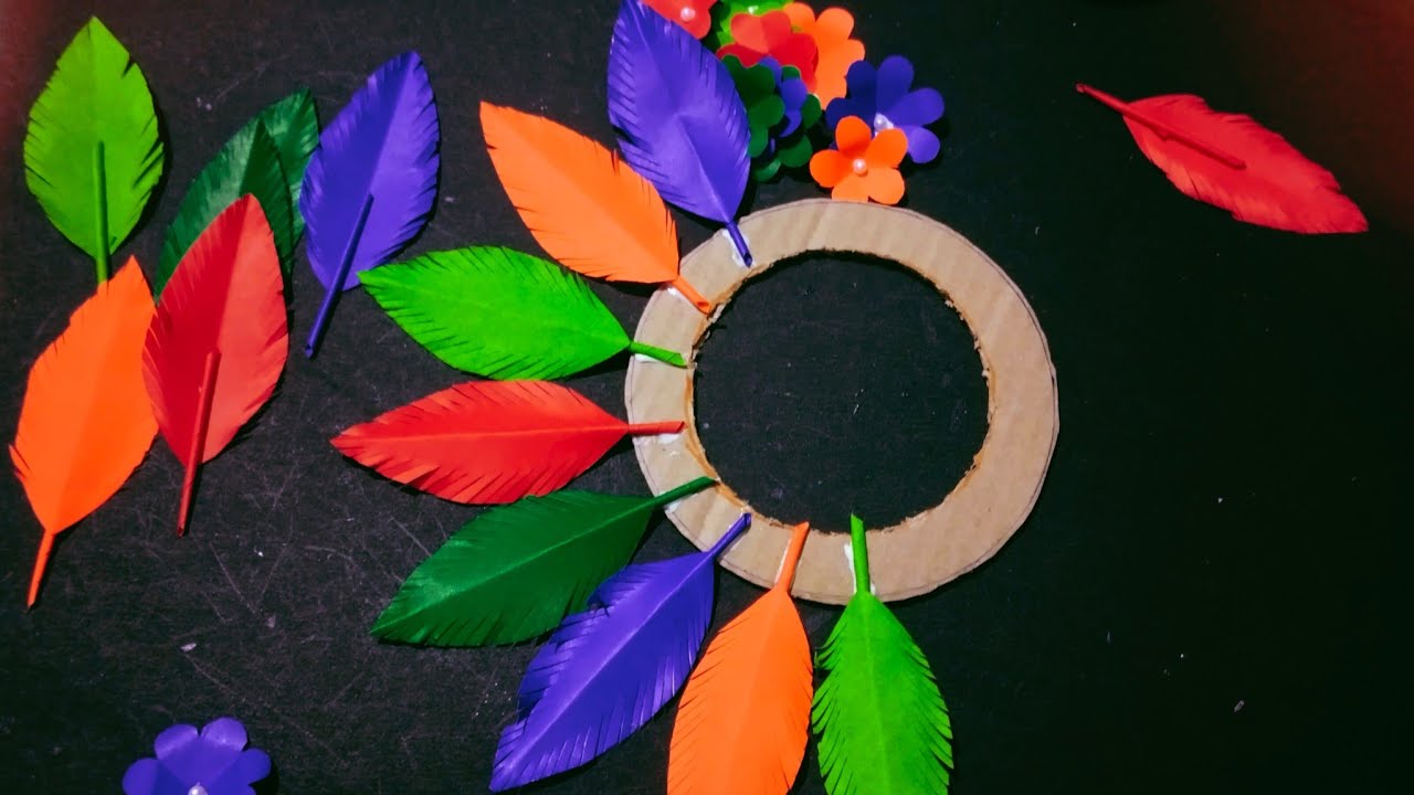 Beautiful wall hanging colour paper craft//colour paper collage making idea//diy room decoration