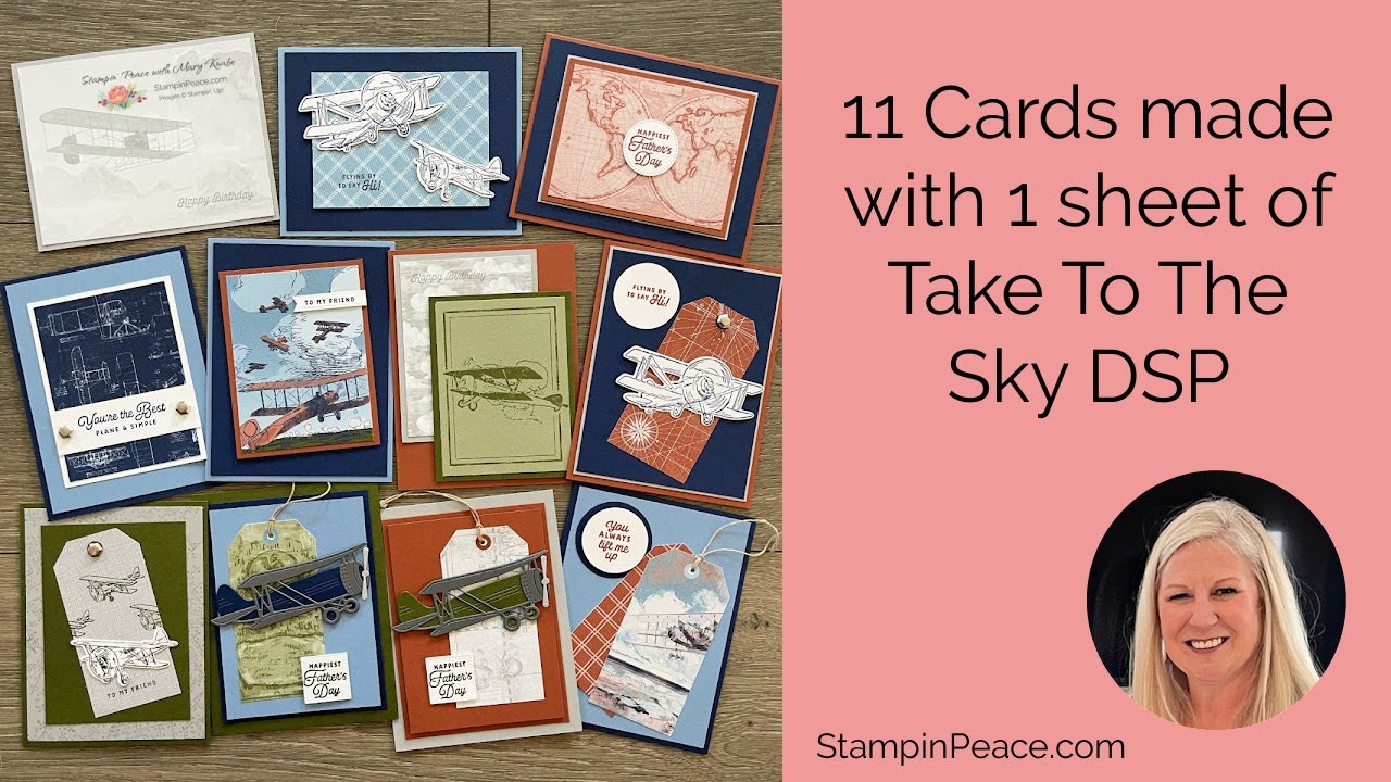 11 Cards made with 1 sheet of Take To The Sky DSP