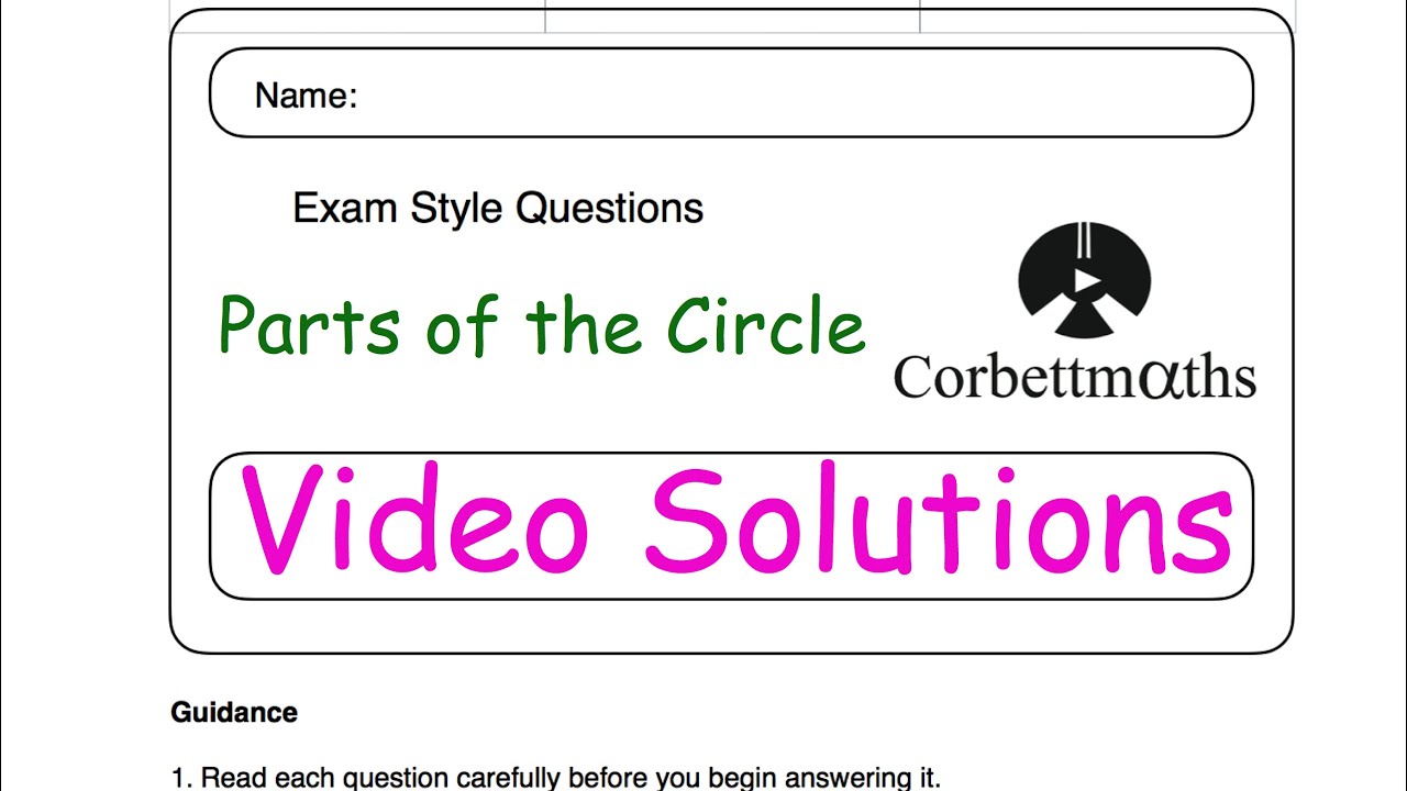 Parts of the Circle Answers - Corbettmaths