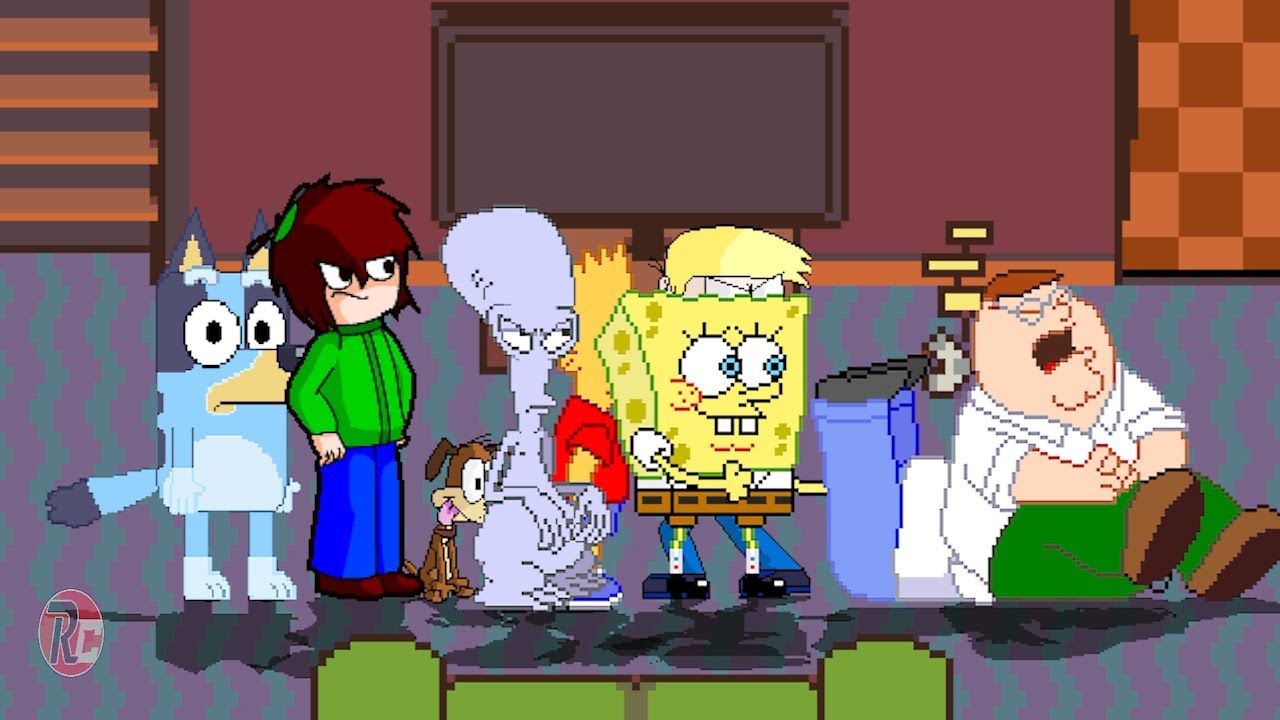 TEAM MH DANIEL, BLUEY, SPONGEBOB & GEORGE VS TEAM HOMER, PETER, ROGER & BART | BEST OF 3