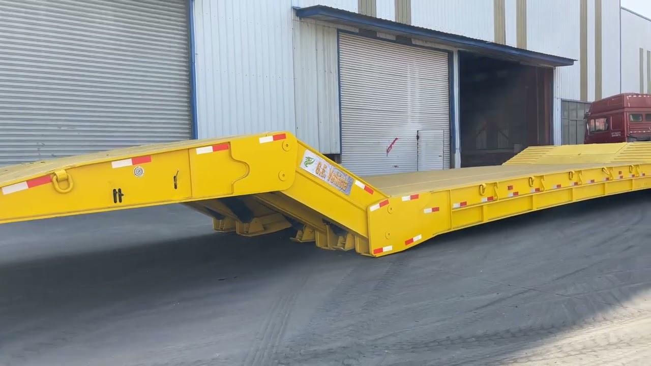 Factory Customizable Steel 2/3/4t Axle Folding Gooseneck Low Bed Semi-Trailer #trailerexporter