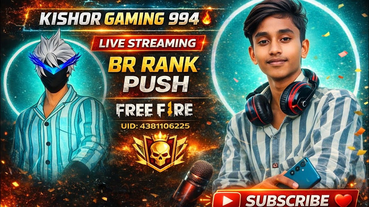 FREE FIRE LIVE 🔴 | BR RANK PUSH TO GRANDMASTER | KISHOR GAMING 994