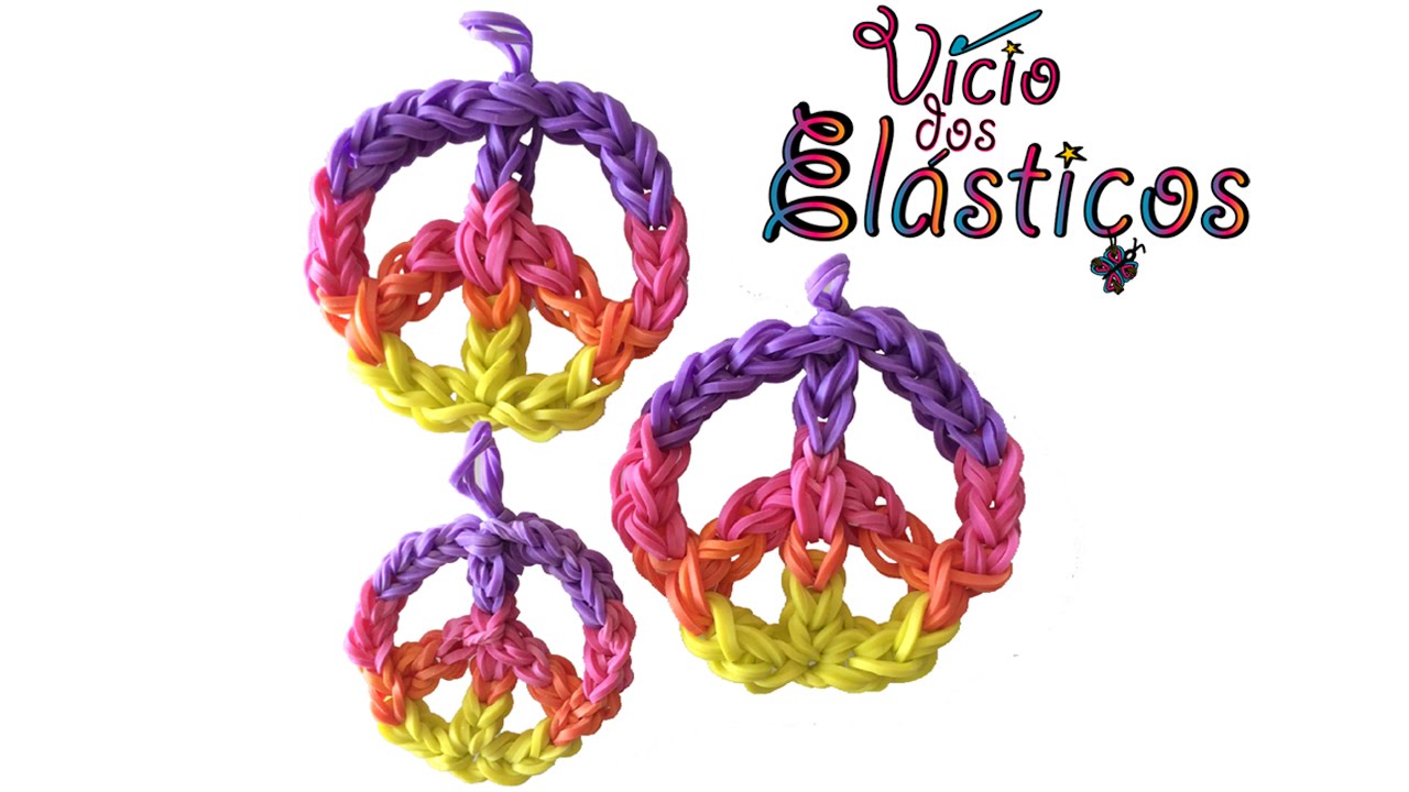 Como fazer símbolo da paz de elásticos no tear - Rainbow Loom