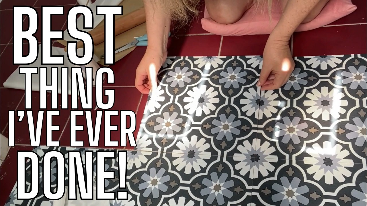 Laundry Floor Makeover | Installing Peel and Stick Vinyl Floor Tiles in Laundry Room