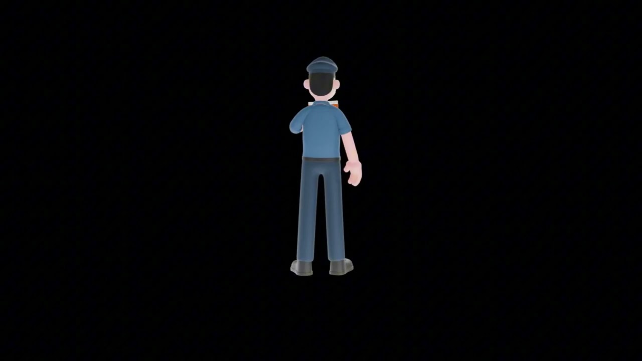 3D Cartoon Police Turntable | Tired Officer with Document