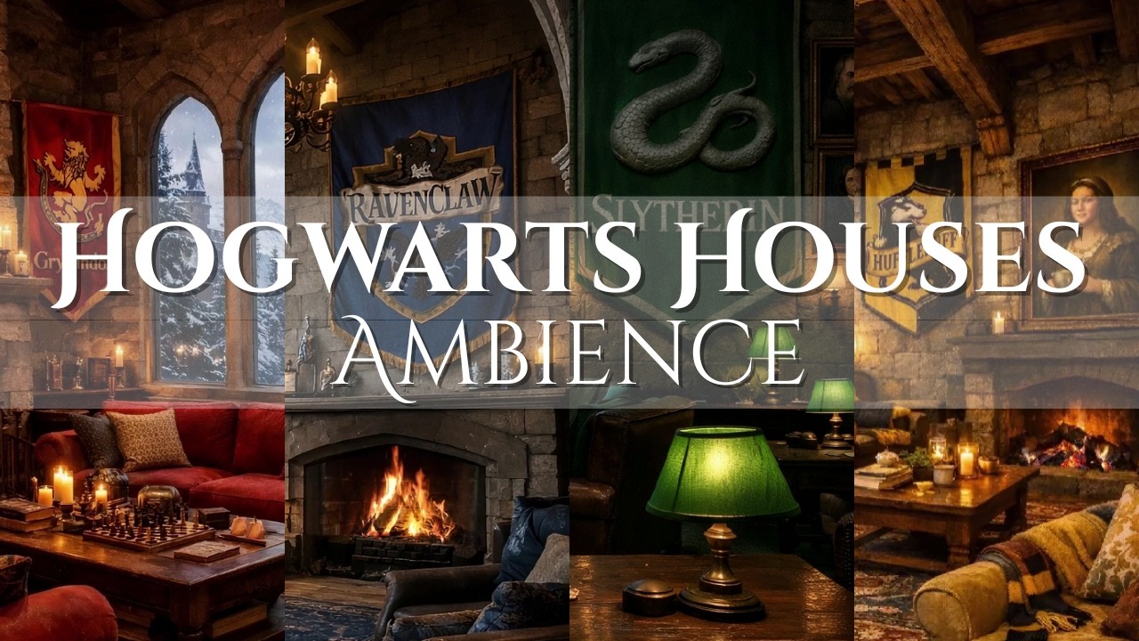 Harry Potter Hogwarts Ambience ❄️ All 4 Houses Winter Music for Sleep, Study & Relaxation (2 Hours)